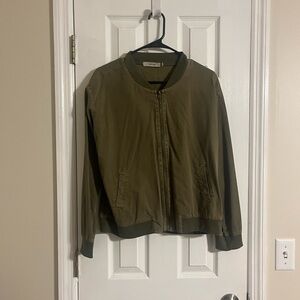 JustFab Khaki Green Zip-Up Bomber Jacket
